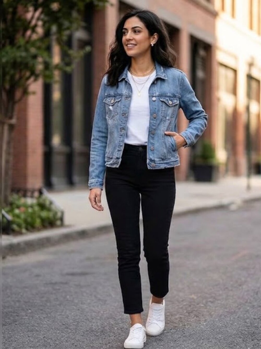Forever 21 Light Blue Distressed Denim Jean Jacket — Size M